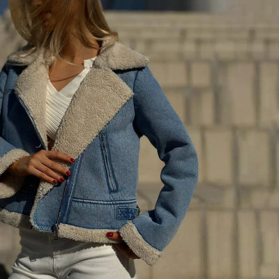 Fleece-lined Denim Coat Short Jacket