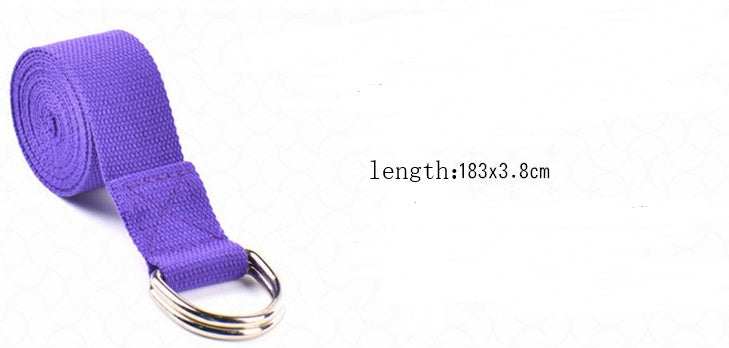 purple yoga stretch belt with metal rings for fitness and yoga exercises length 183x3.8cm five-piece fitness accessory