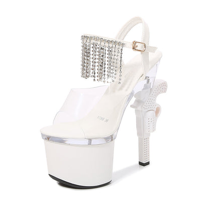 Muffin Sandals Super High Heels Transparent High Heels.
