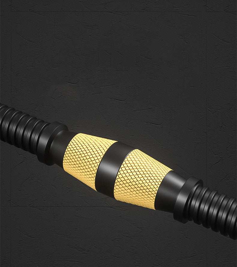 Adjustable dumbbell handle with gold grip for home fitness workouts