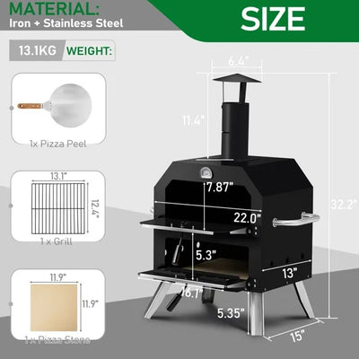 Pizza Oven Wood Maker 2-Layer with Stone.