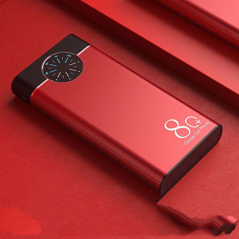 Red fast charging mobile power supply power bank with digital display and brand logo