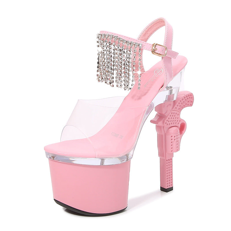Muffin Sandals Super High Heels Transparent High Heels.