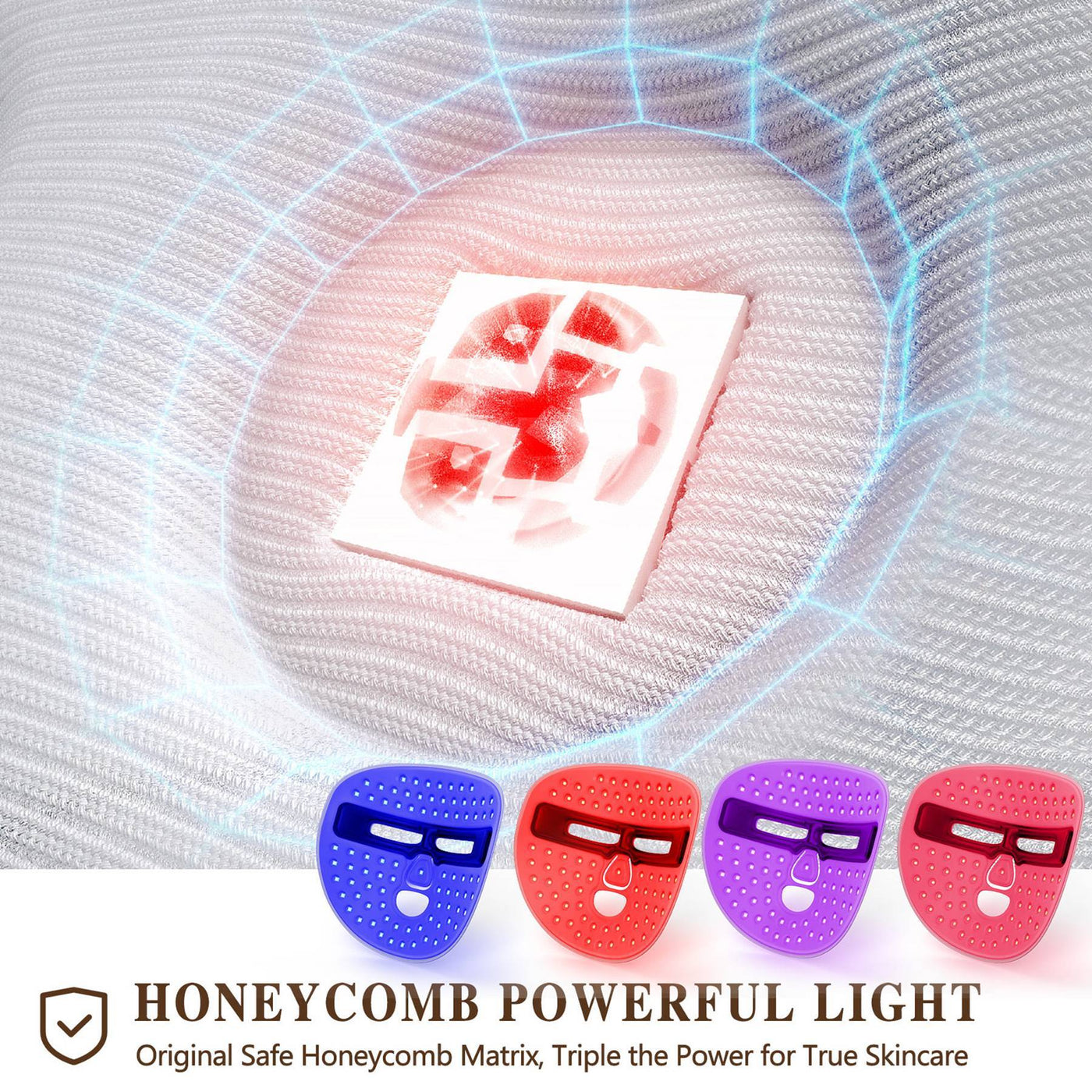 LED Face Mask Facial Care Tool, Red Light Therapy Mask for Face for Home Travel.