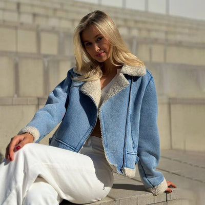 Fleece-lined Denim Coat Short Jacket