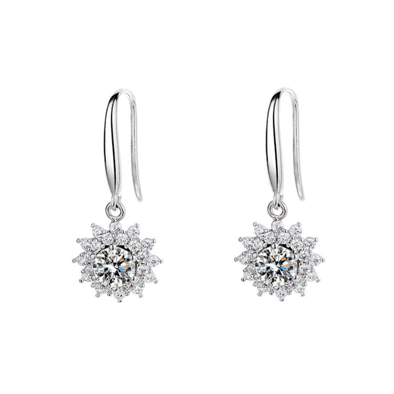 Sunflower Drop Earrings 925 Sterling Silver.