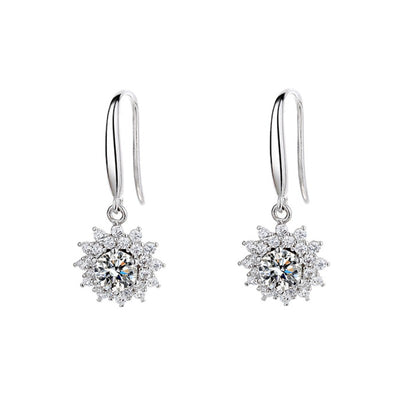 Sunflower Drop Earrings 925 Sterling Silver.