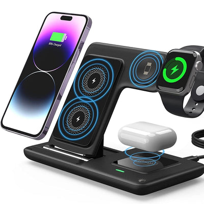 Three-in-one Wireless Charger Foldable Twin Coil 15W Fast Charge.