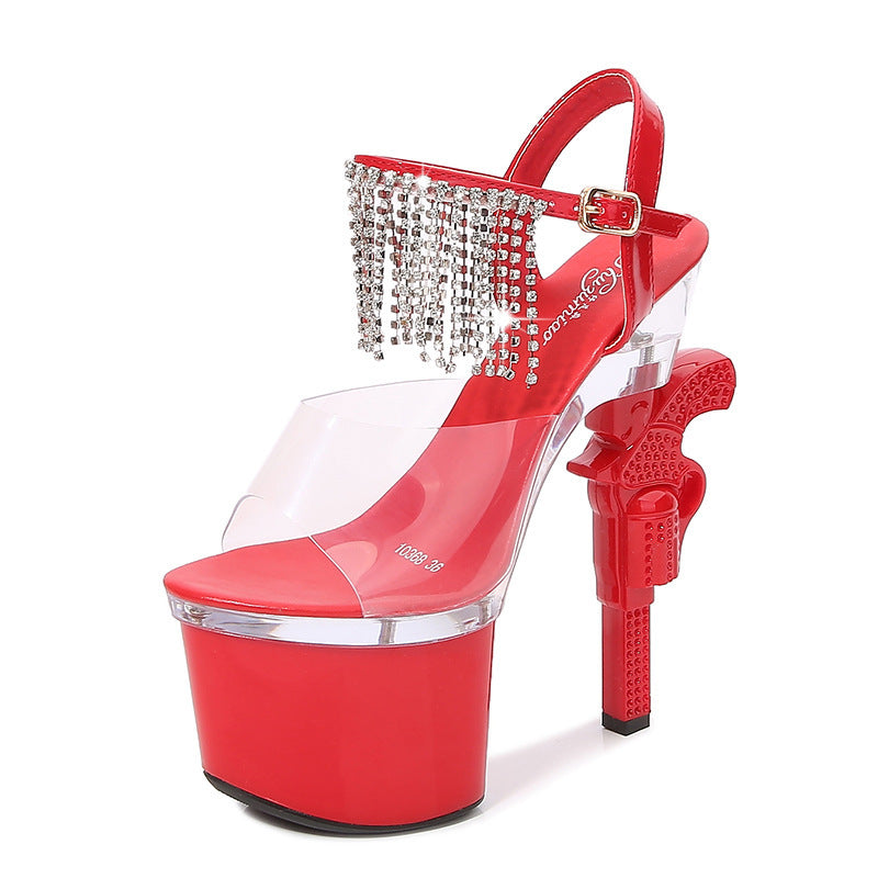 Muffin Sandals Super High Heels Transparent High Heels.
