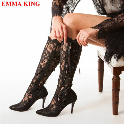 Heels Long Bridal Pointed Wedding Boots.