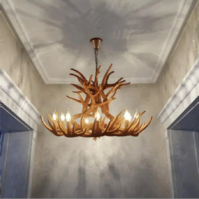 9 Head Candle Antler Chandelier.
