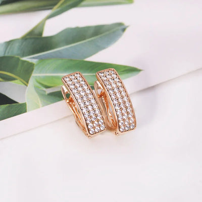 Mix Gold Color Mirco Full Zircon Hoop Earrings