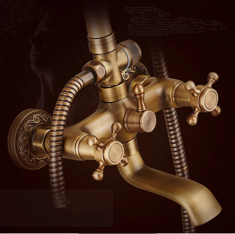 Rainfall Shower Set Antique Bronze Faucet Set.
