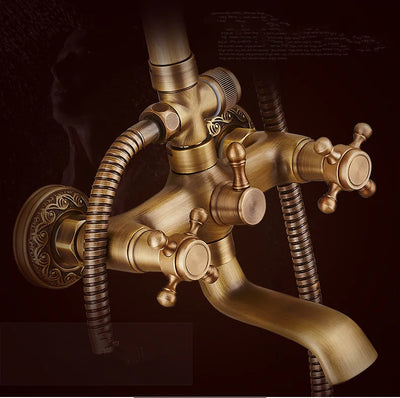 Rainfall Shower Set Antique Bronze Faucet Set.