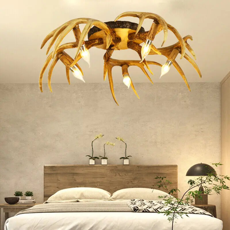 American Retro Creative Antlers Ceiling Lamp.