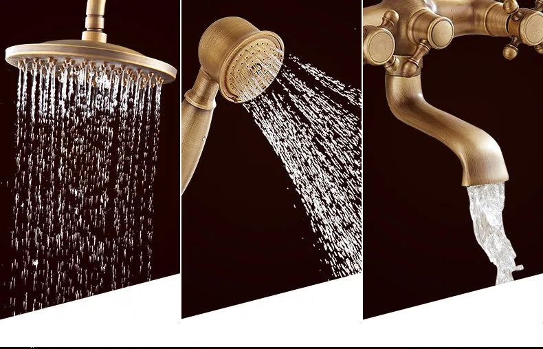 Rainfall Shower Set Antique Bronze Faucet Set.