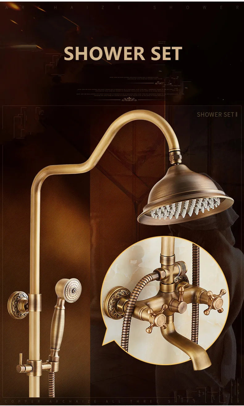 Rainfall Shower Set Antique Bronze Faucet Set.