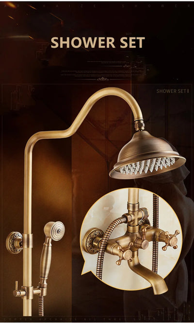 Rainfall Shower Set Antique Bronze Faucet Set.