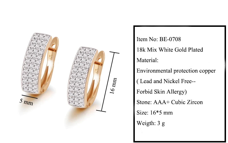 Mix Gold Color Mirco Full Zircon Hoop Earrings