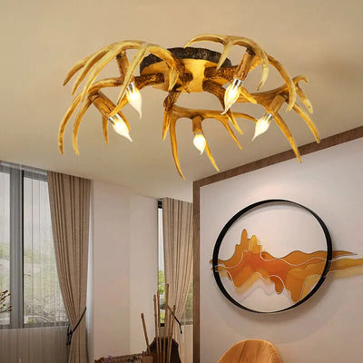 American Retro Creative Antlers Ceiling Lamp.