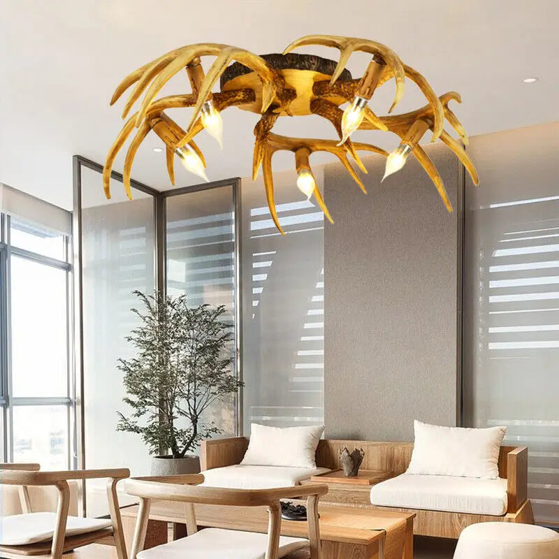 American Retro Creative Antlers Ceiling Lamp.