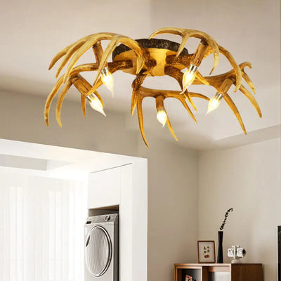 American Retro Creative Antlers Ceiling Lamp.