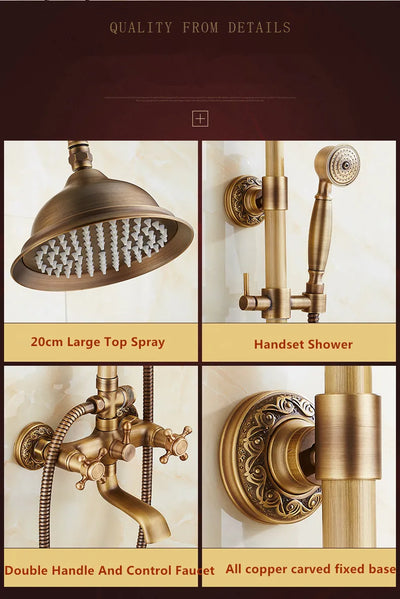 Rainfall Shower Set Antique Bronze Faucet Set.