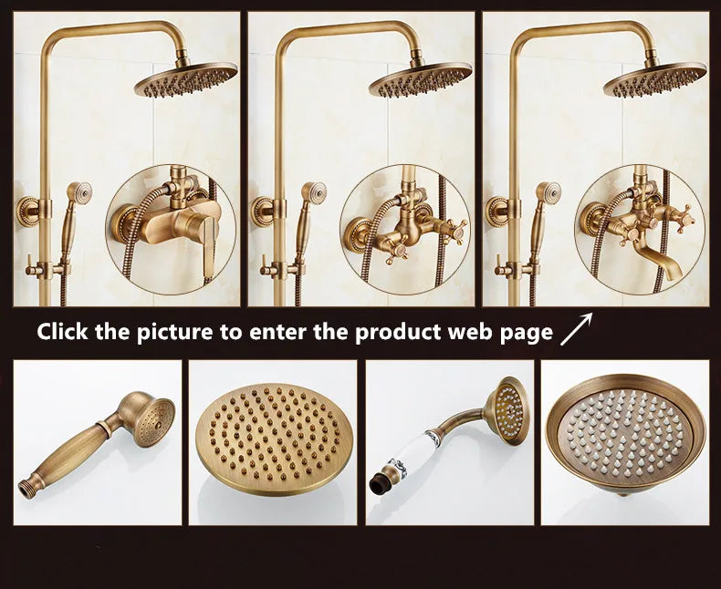 Rainfall Shower Set Antique Bronze Faucet Set.