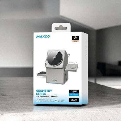 Platinum Volt multi-device charger with 3-in-1 wireless charging, auto-rotating phone dock, and pop-up station for AirPods and smartwatches, compact and fast charging.
