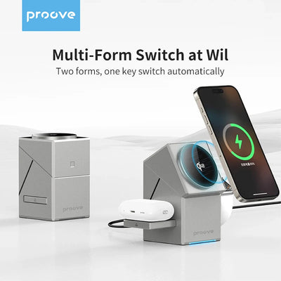 Qi2 3-in-1 Wireless Charger with Auto-Rotating Magic Cube.