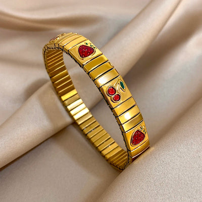 Pepper Cherry Pendant Elastic Bangles Bracelets.