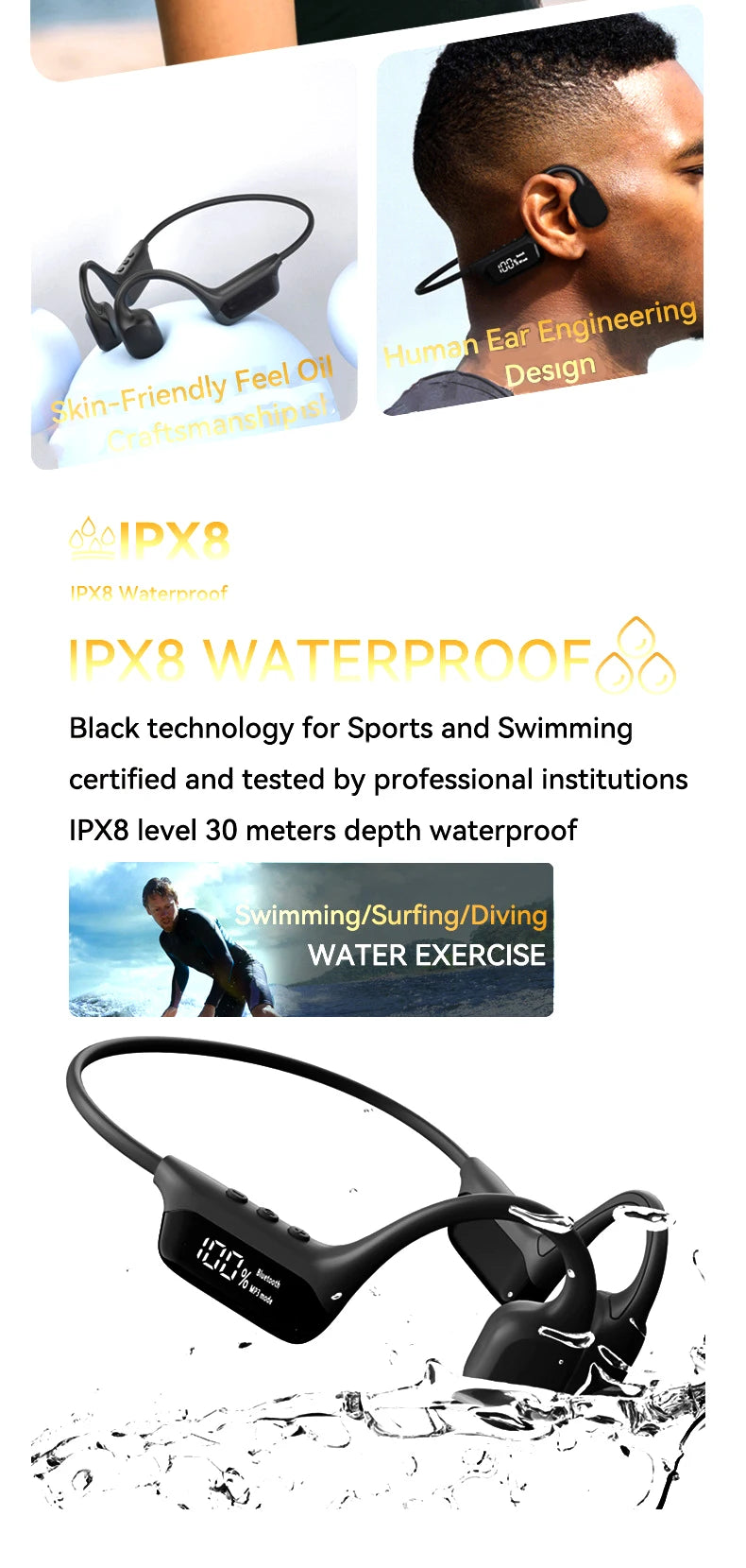 Bluetooth Headphone Swimming Earphone.