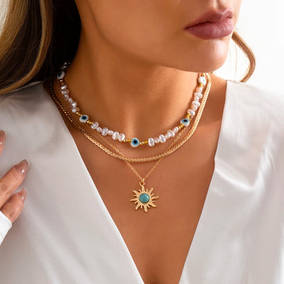 Sunflower Green Stone Pendant Necklace.