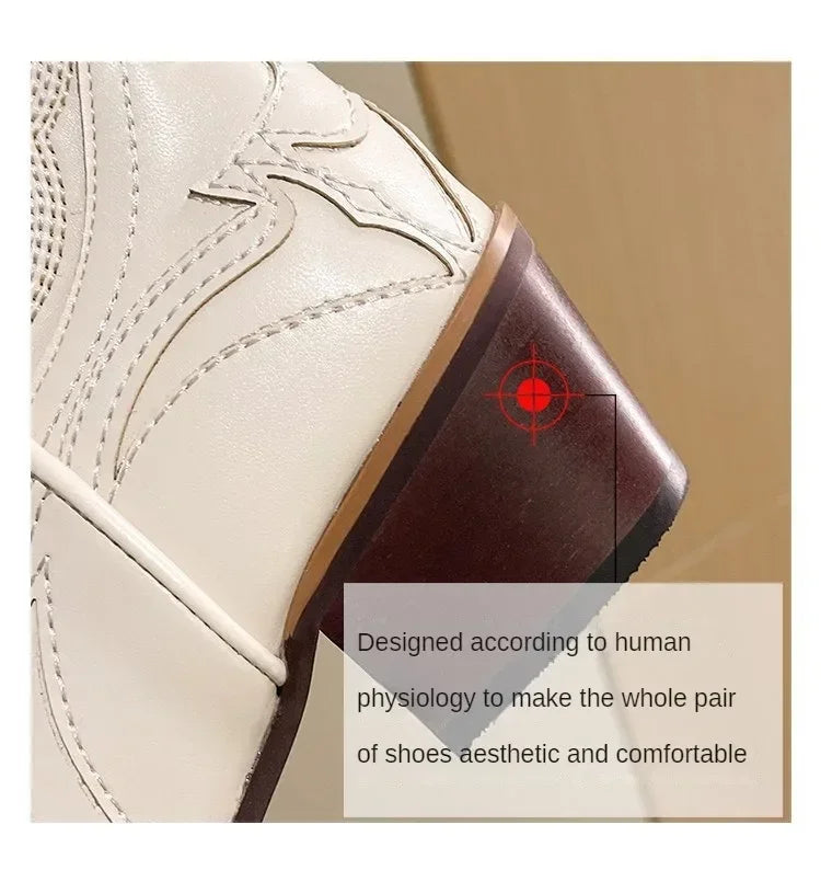 Cowboy Boot Embroidered Shoes Autumn.