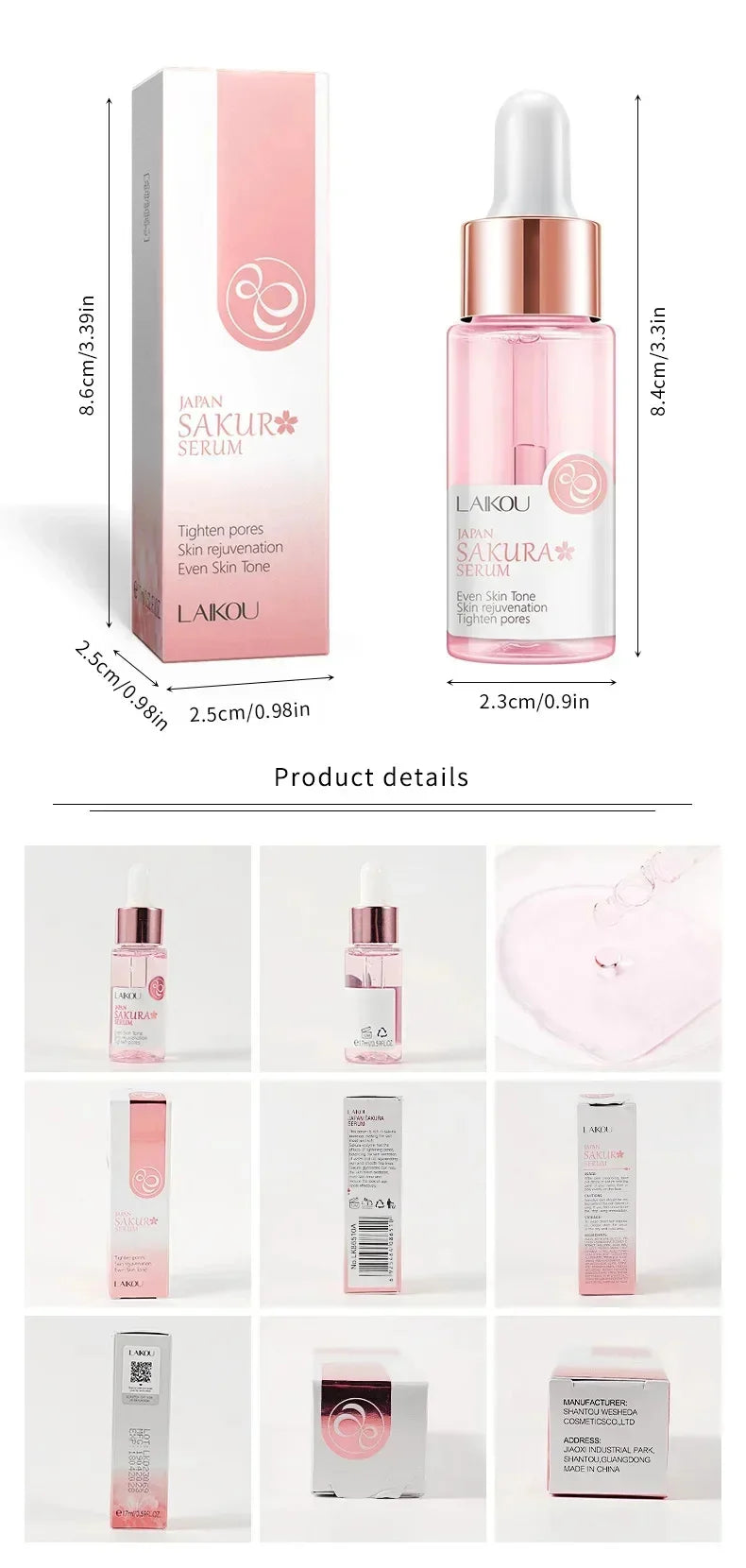 Japan Sakura Wrinkle Remover Face Serum Cream Anti-Aging Fade.