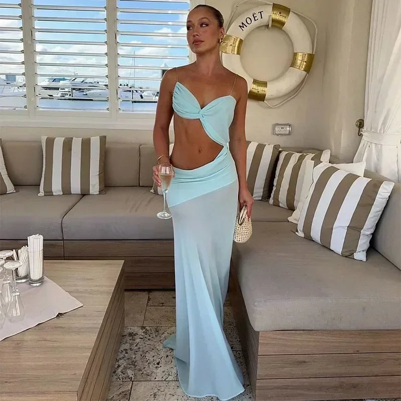 Sexy Chest Wrap Maxi Women's Dress.