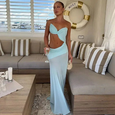 Sexy Chest Wrap Maxi Women's Dress.
