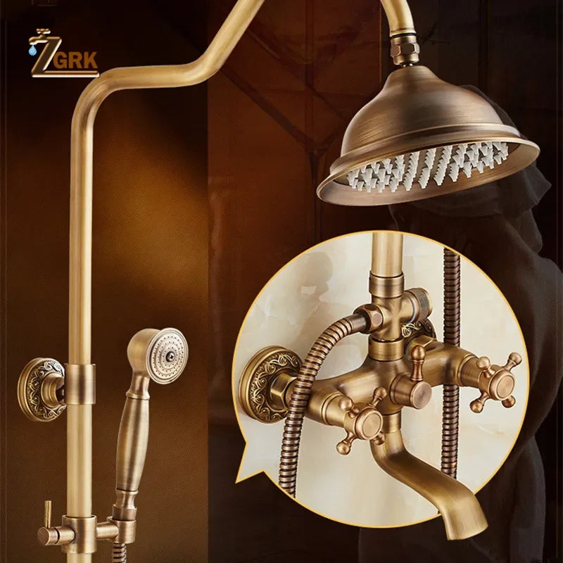 Rainfall Shower Set Antique Bronze Faucet Set.