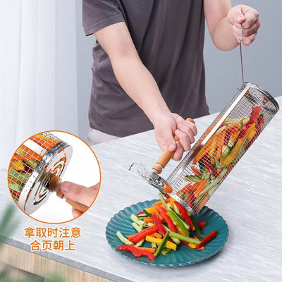 BBQ Basket Grilling Rolling  Mesh Cylinder.