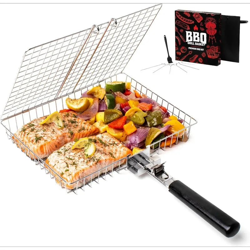 Stainless Steel Folding Grill Basket.
