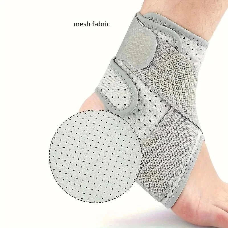 Breathable grey mesh fabric ankle brace for sprained ankle support