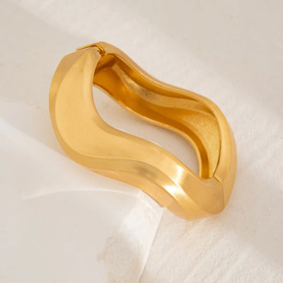 Chunky Heavy Wide Metal Water Drop Bangles.