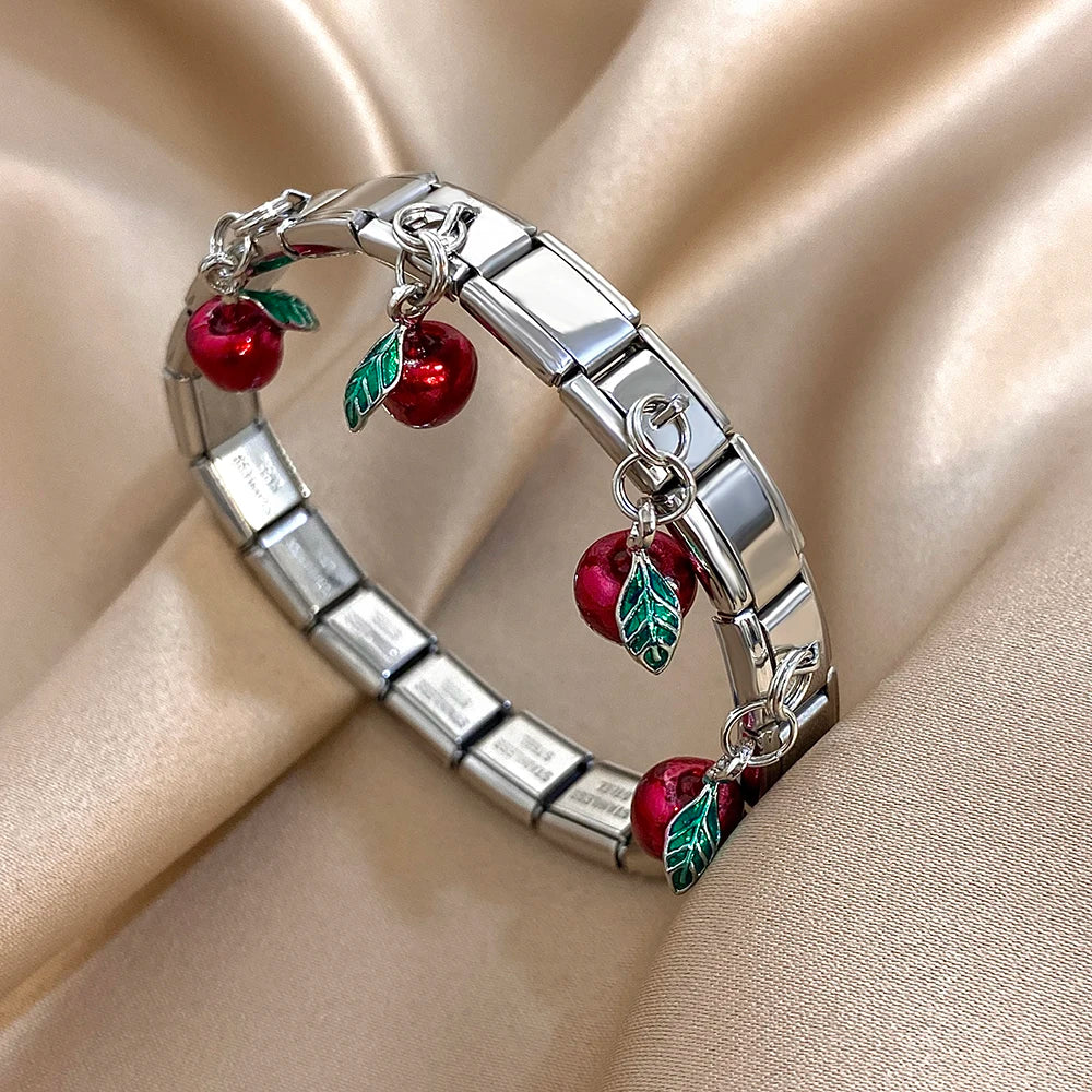 Pepper Cherry Pendant Elastic Bangles Bracelets.