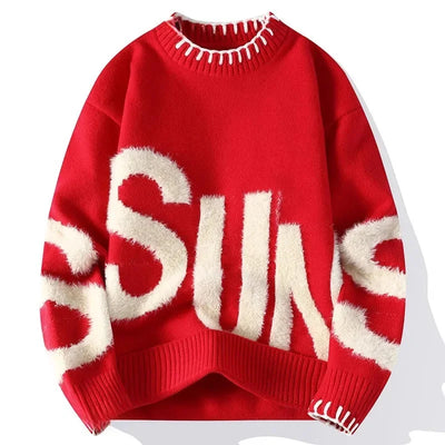 Trendy Men's Loose-Fit Knitted Sweater.