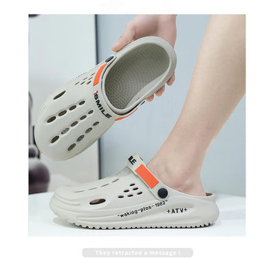 Men Clogs Soft Sole Breathable Beach Slippers.