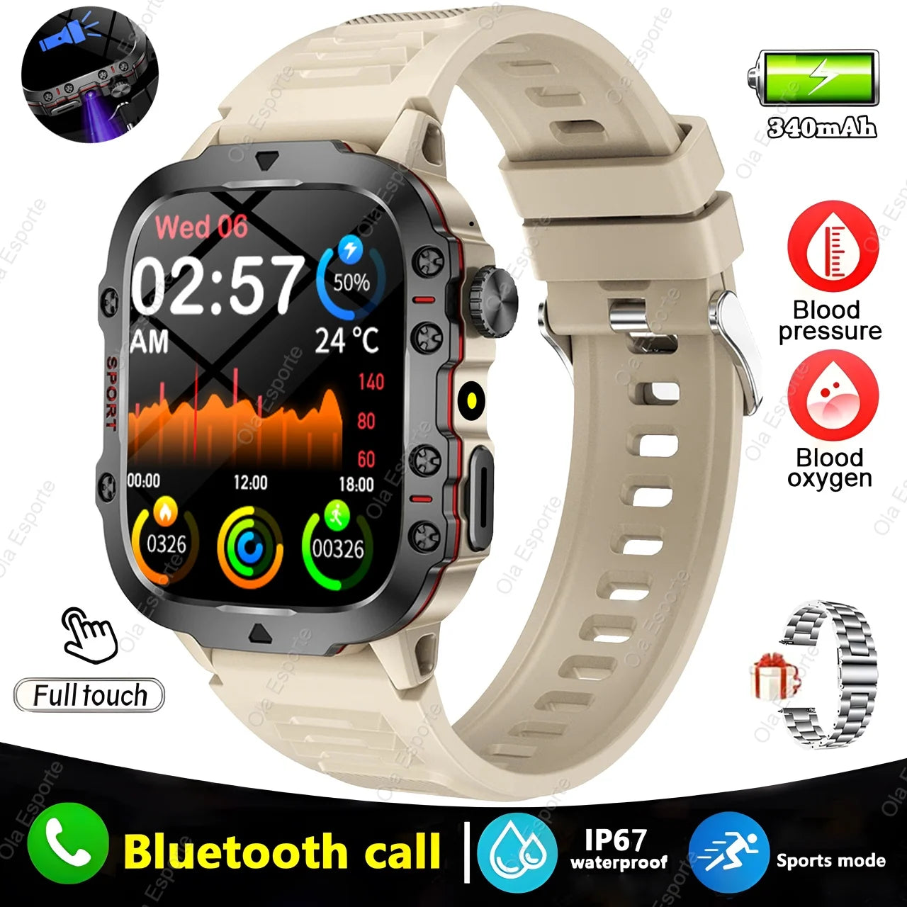 Military Smart Watch Sports Fitness Tracker.
