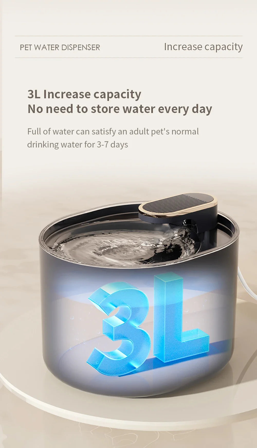 Cat Water Fountain 3L Automatic Dispenser with LED.