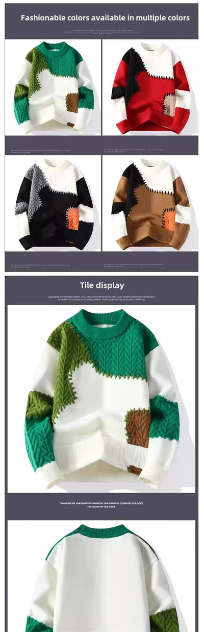 Trendy Men's Loose-Fit Knitted Sweater.