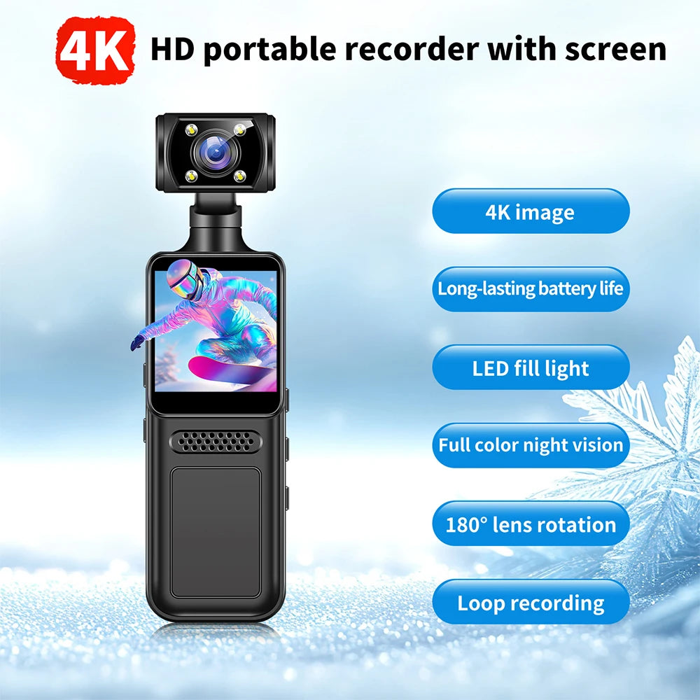 128GB 4K Ultra HD Action Mini Camera 180 Rotatable Vlog.