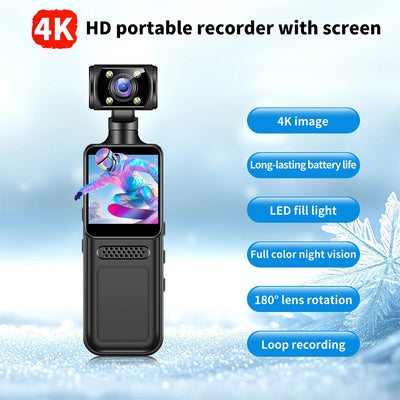 128GB 4K Ultra HD Action Mini Camera 180 Rotatable Vlog.